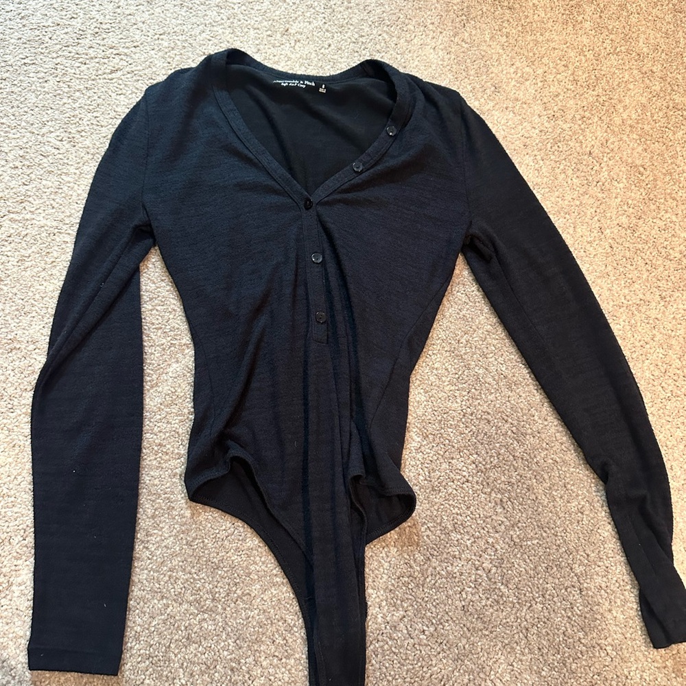 A&F Black Button-Up Bodysuit